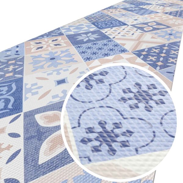 Teppich Küchenläufer Teppichläufer Läufer Flur abwischbar PVC Mirza Barcellona Blau 48cm Breit – 1000x48cm (10m)
