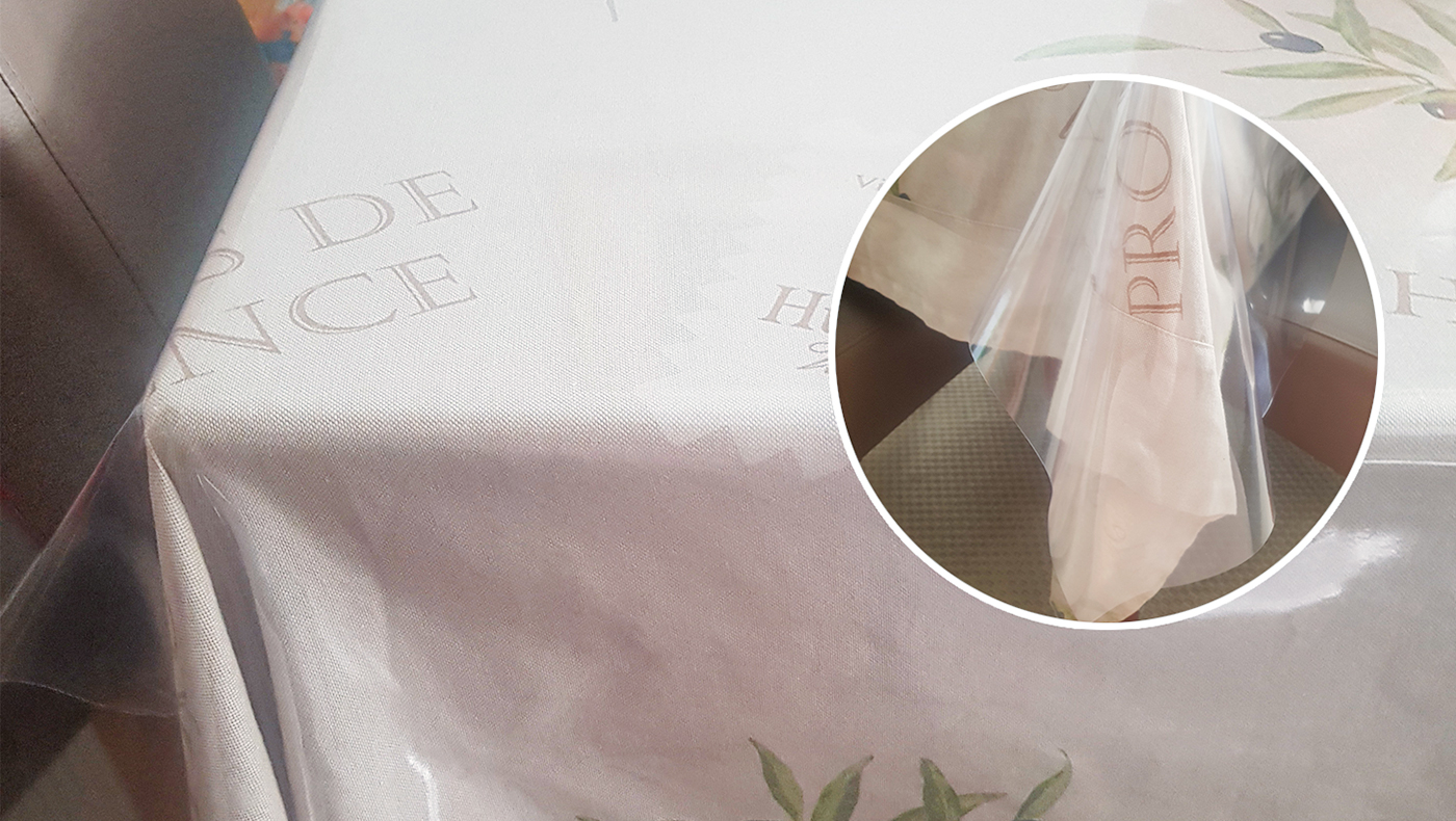 Tischdecke transparent als Schutz für Stofftischdecken