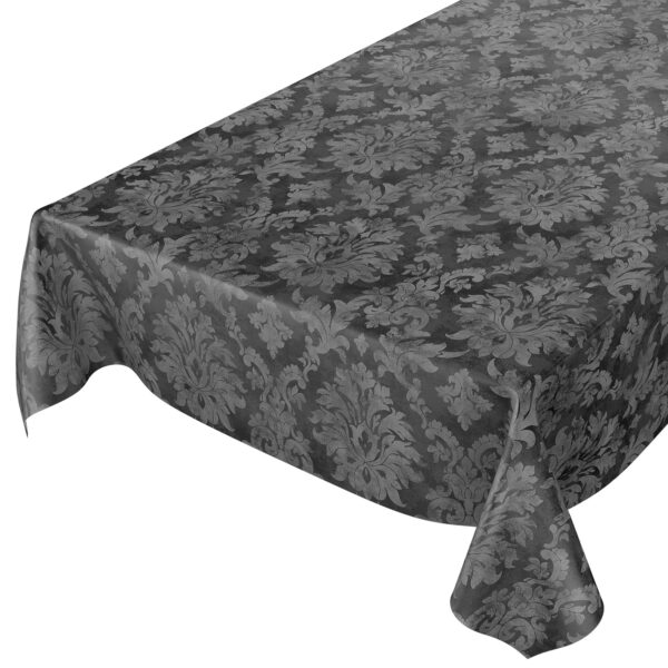 abwaschbare Tischdecke Barock Rankenmuster Anthrazit Wachstuch Wachstuchtischdecke