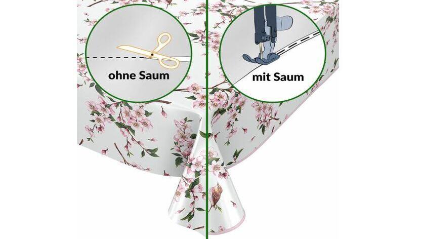 Was bedeutet mit Paspelband eingefasste Wachstuch Tischdecke?