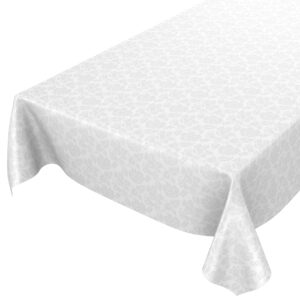 Wachstischdecke Wachstuch Tischdecke abwaschbar Blumen Weiß Einfarbig Reliefdruck