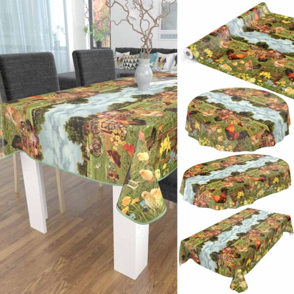 Tischdecke Bauernhof Dorf Land abwischbar Wachstuch Wachstuchtischdecke