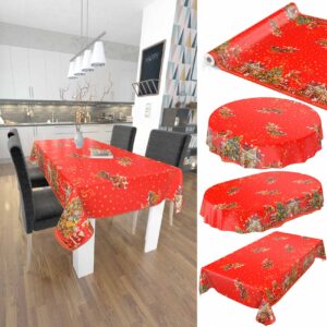 Weihnachtstischdecke abwaschbare Tischdecke Weihnachten Weihnachtsmarkt Rot