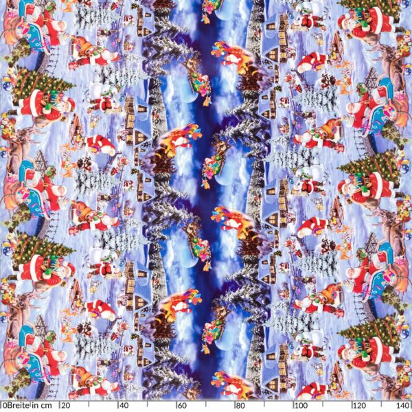 Weihnachtstischdecke Wachstuch Tischdecke abwaschbar Weihnachtsmann Blau