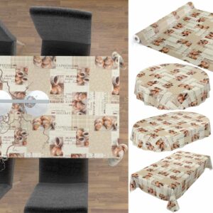 Wachstuch Tischdecke abwaschbar Wachstischdecke Kaffee Croissant Expresso Beige