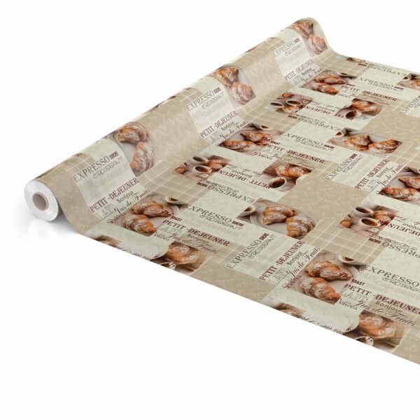Wachstuch Tischdecke abwaschbar Wachstischdecke Kaffee Croissant Expresso Beige