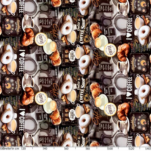 Wachstuch Tischdecke abwaschbar Wachstischdecke Coffee Kaffee Croissant