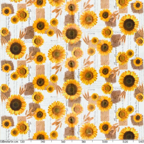 Wachstuchtischdecke Tischdecke abwaschbar Wachstischdecke Sonnenblumen Patchwork Jute Gartentischdecke