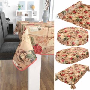 Wachstuch Tischdecke Oldtime Rosen Beige abwascbare Tischdecke Wachstuch Gartentischdecke