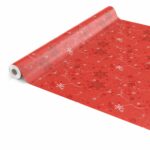Weihnachtstischdecke Schneeflocken Rot abwaschbar Wachstuch Wachstuchtischdecke