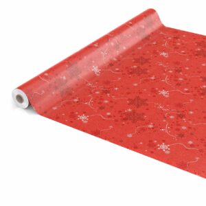 Weihnachtstischdecke Schneeflocken Rot abwaschbar Wachstuch Wachstuchtischdecke