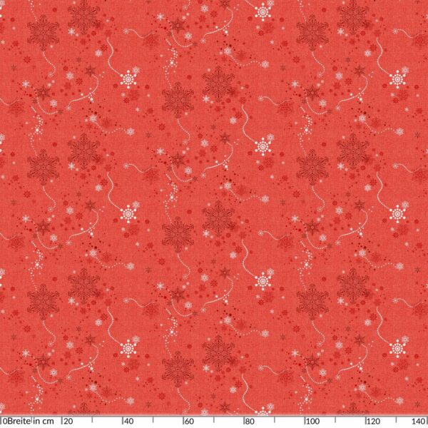 Weihnachtstischdecke Schneeflocken Rot abwaschbar Wachstuch Wachstuchtischdecke