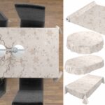 Weihnachtstischdecke Wachstuch Weihnachten Schneeflocken Beige abwischbar Wachstuchtischdecke