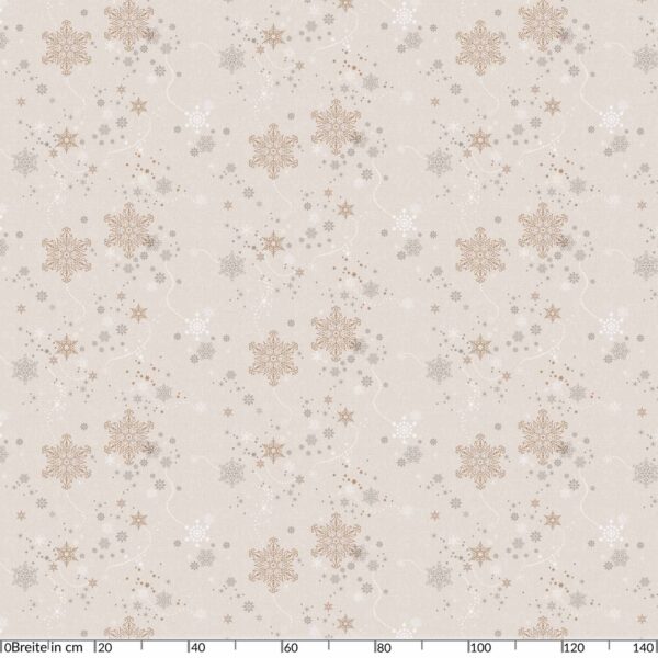 Weihnachtstischdecke Wachstuch Weihnachten Schneeflocken Beige abwischbar Wachstuchtischdecke