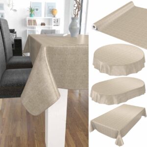 Wachstuchtischdecke Tischdecke abwaschbar Leinenoptik in Beige Wachstuch Gartentischdecke