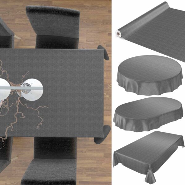 Tischdecke Leinenoptik in Anthrazit abwischbar Wachstuch Wachstuchtischdecke