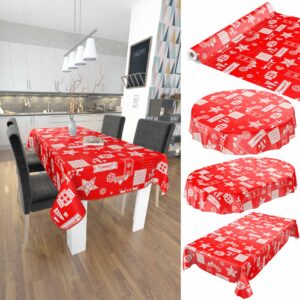 Weihnachtestischdecke abwaschbare Weihnachtsstimmung Rot Wachstuch Wachstuchtischdecke