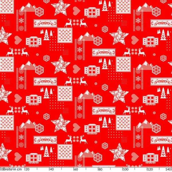 Weihnachtestischdecke abwaschbare Weihnachtsstimmung Rot Wachstuch Wachstuchtischdecke