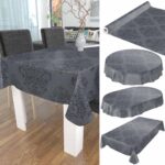 Wachstuchtischdecke Rankenmuster Uni Anthrazit abwaschbar Wachstuch Gartentischdecke