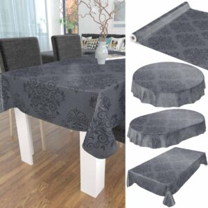 Wachstuchtischdecke Rankenmuster Uni Anthrazit abwaschbar Wachstuch Gartentischdecke