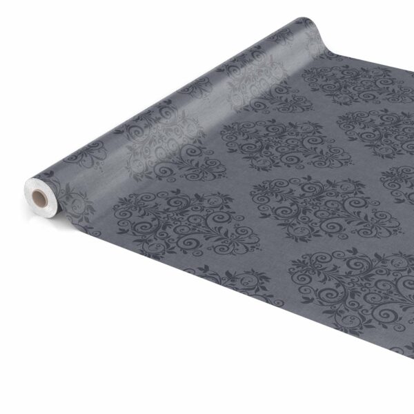 Wachstuchtischdecke Rankenmuster Uni Anthrazit abwaschbar Wachstuch Gartentischdecke