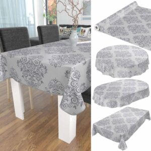 Wachstuch Tischdecke Rankenmuster Uni Grau Silber Wachstischdecke Gartentischdecke