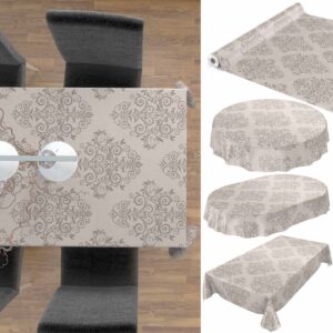 Wachstuch Tischdecke abwaschbar Rankenmuster Uni Beige Wachstuch Gartentischdecke