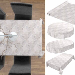 Tischdecke Laub Blätter Grau abwaschbar Wachstuch Wachstuchtischdecke