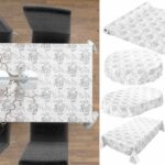 Wachstuch Tischdecke Silber Rankenmuster abwaschbare Tischdecke Wachstuch Gartentischdecke