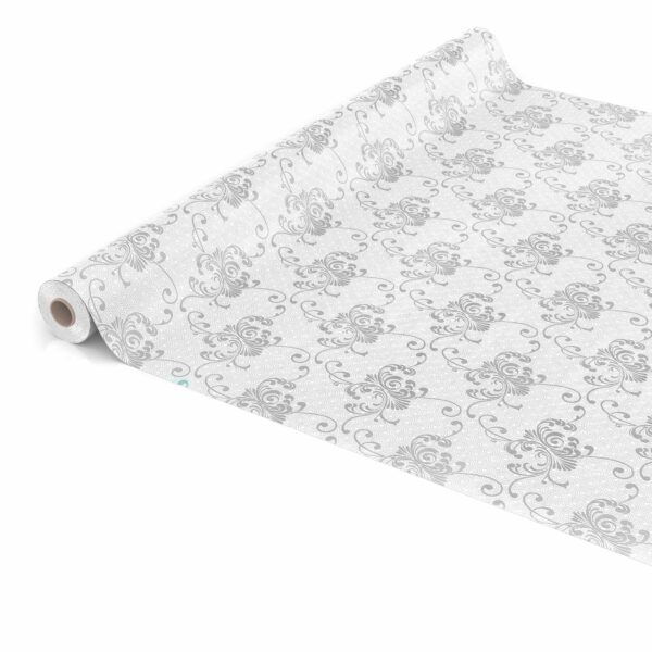 Wachstuch Tischdecke Silber Rankenmuster abwaschbare Tischdecke Wachstuch Gartentischdecke