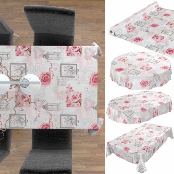 Wachstuch Tischdecke abwaschbar Liebe Rose Grau Wachstischdecke Gartentischdecke