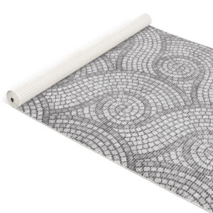 Badematte Weichschaummatte Bad Mosaiksteine Grau Badteppich Breite 130cm Meterware