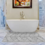 Badematte Weichschaummatte Bad Mosaiksteine Grau Badteppich Breite 130cm Meterware