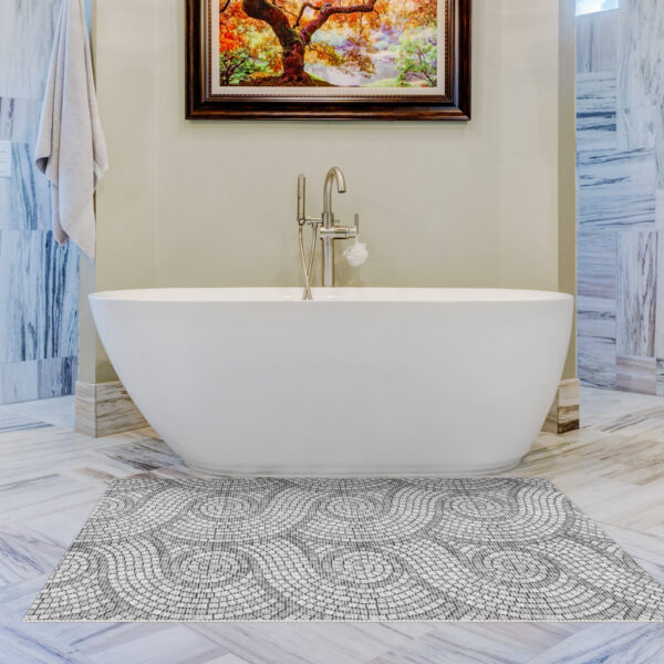 Badematte Weichschaummatte Bad Mosaiksteine Grau Badteppich Breite 130cm Meterware