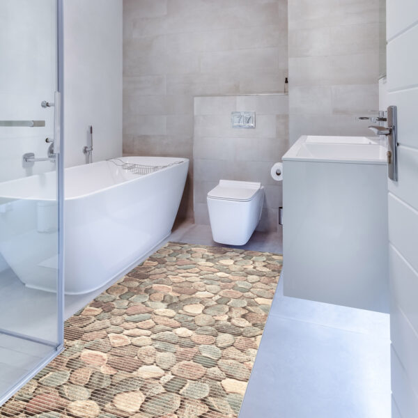 Badematte Weichschaummatte Steine bunt Kieselsteine Breite 65cm Schaummatte Bad