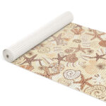 Weichschaummatte Badematte Badezimmermatte Seestern Muscheln Beige Breite 65cm Meterware