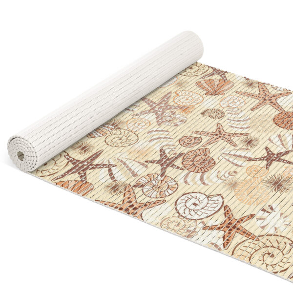 Weichschaummatte Badematte Badezimmermatte Seestern Muscheln Beige Breite 65cm Meterware