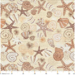 Weichschaummatte Badematte Badezimmermatte Seestern Muscheln Beige Breite 65cm Meterware