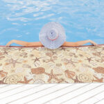 Weichschaummatte Badematte Badezimmermatte Seestern Muscheln Beige Breite 65cm Meterware