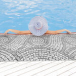Badematte Weichschaummatte Bad Mosaiksteine Steine in Grau Breite 65cm Meterware