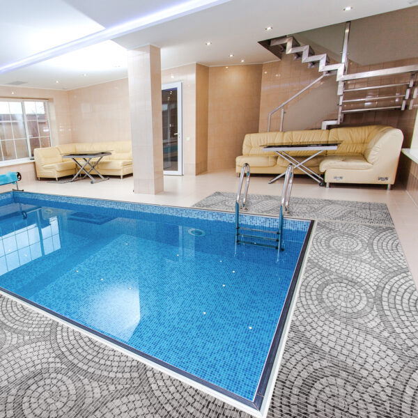 Badematte Weichschaummatte Bad Mosaiksteine Steine in Grau Breite 65cm Meterware