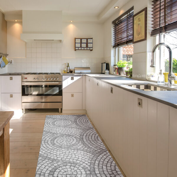 Badematte Weichschaummatte Bad Mosaiksteine Steine in Grau Breite 65cm Meterware