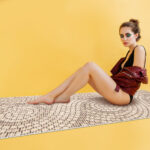 Badematte Weichschaummatte Badvorleger Schaummatte Mosaiksteine Beige Breite 65cm