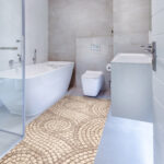Badematte Weichschaummatte Badvorleger Schaummatte Mosaiksteine Beige Breite 65cm