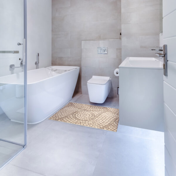 Badematte Weichschaummatte Badvorleger Schaummatte Mosaiksteine Beige Breite 65cm