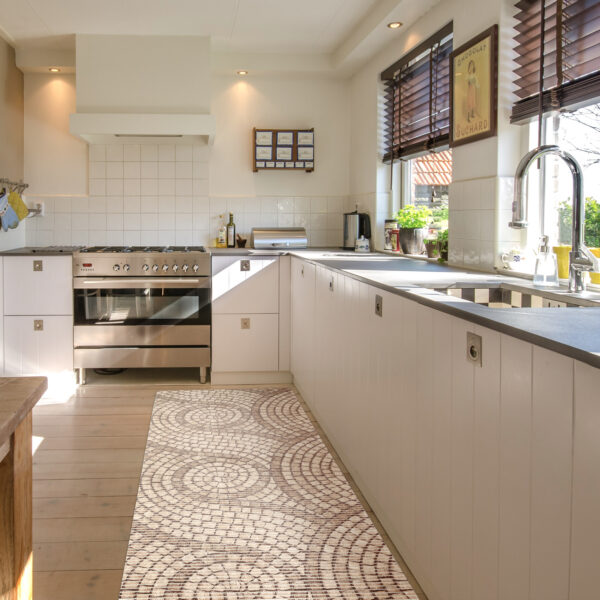 Badematte Weichschaummatte Badvorleger Schaummatte Mosaiksteine Beige Breite 65cm