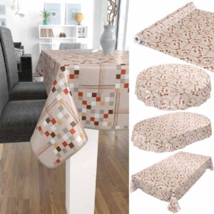 Tischdecke Pixel Braun Karo Streifen Tischdecke abwischbar Wachstuch Wachstuchtischdecke