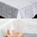 Tischdecke abwaschbar Lace Vinyl Häkel Spitze Optik Blumen Karo Rosa/Weiß
