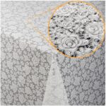 Tischdecke abwaschbar Lace Vinyl Häkel Spitze Optik Rosen Anthrazit Rosen Weiß