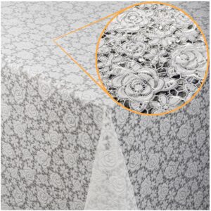 Tischdecke abwaschbar Lace Vinyl Häkel Spitze Optik Rosen Anthrazit Rosen Weiß